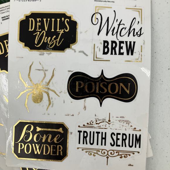 Impact Innovations Black Gold Halloween Label Removable Peel Stick Decal Sticker - Picture 4 of 8